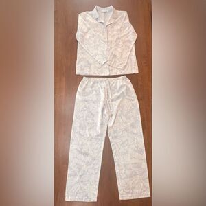 Oscar de la Renta Silky Satin Soft Pajama Set Lavender Floral Wide Leg Women’s S